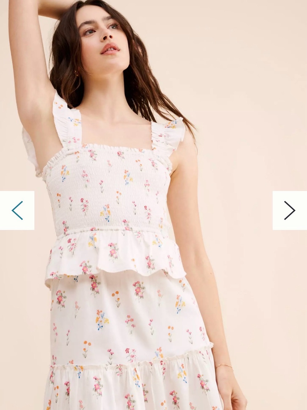 Rachel Parcell White Flutter Smocked Midi Dress